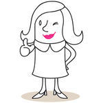 vector-illustration-of-a-monochrome-cartoon-character-business-woman-winking-and-giving-the-thumbs-up_181644866